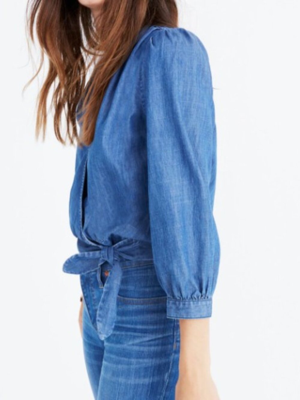 Madewell Denim Wrap Top - Picture 2 of 13